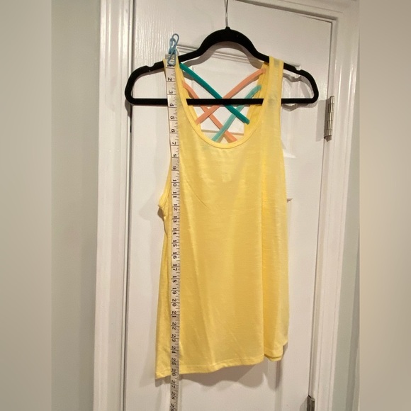 NWT Marika Size M Yellow Criss Cross Open Back Strap Scoop Neck Tank Top - Picture 8 of 12